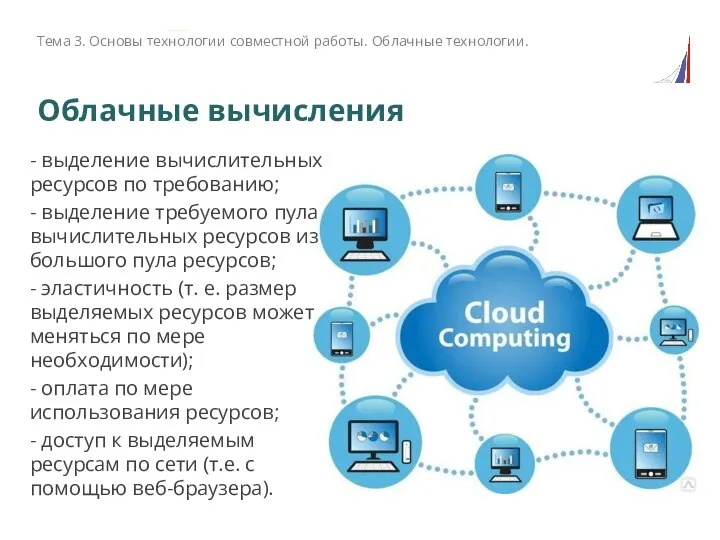 Облачные вычисления Тема 3. Основы технологии совместной работы. Облачные технологии. - выделение