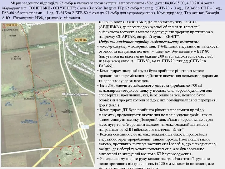 ЗАГАЛЬНИЙ ОПИС ПОДІЙ (ДІЇ ОСОБОВОГО СКЛАДУ) Заступник командира тб 92 омбр капітан