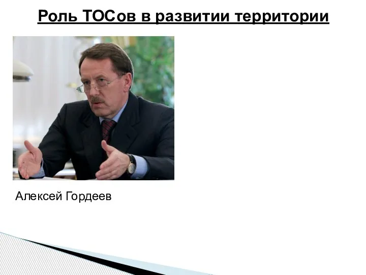 Алексей Гордеев «ТОС представляет собой достройку снизу системы местного самоуправления и создает