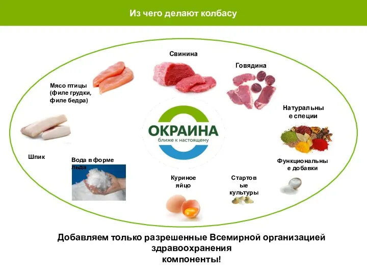 Из чего делают колбасу длорт Свинина Говядина Натуральные специи Функциональные добавки Стартовые