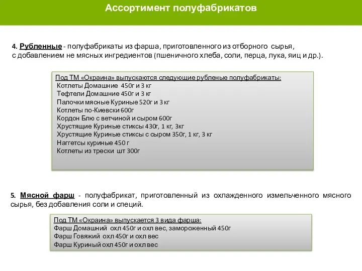 ГРУППЫ ПОЛУФАБРИКАТОВ 4. Рубленные - полуфабрикаты из фарша, приготовленного из отборного сырья,