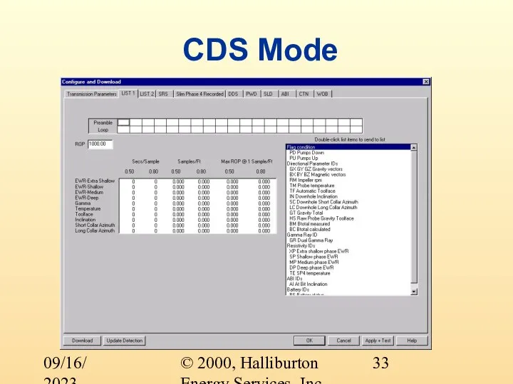 © 2000, Halliburton Energy Services, Inc. 09/16/2023 CDS Mode