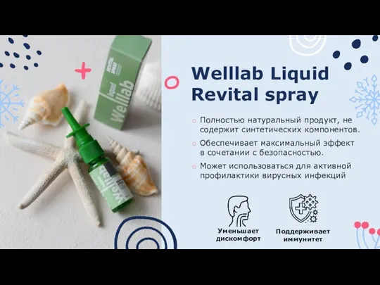 Welllab Liquid Revital spray Полностью натуральный продукт, не содержит синтетических компонентов. Обеспечивает