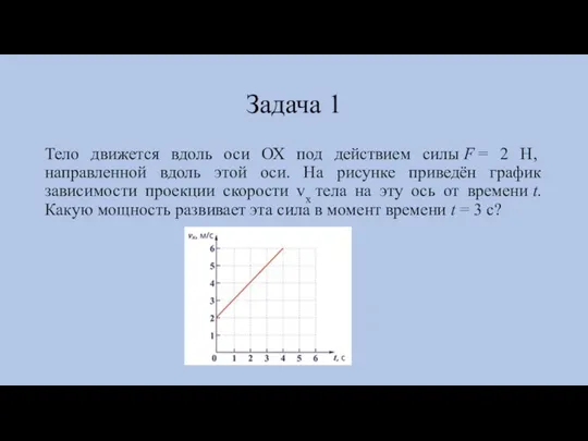 Задача 1 Тело движется вдоль оси ОХ под действием силы F =