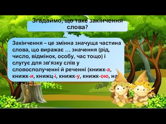 Згадаймо, що таке закінчення слова? Закінчення – це змінна значуща частина слова,