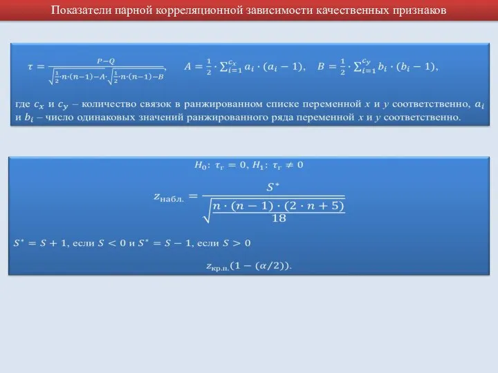 Показатели парной корреляционной зависимости качественных признаков