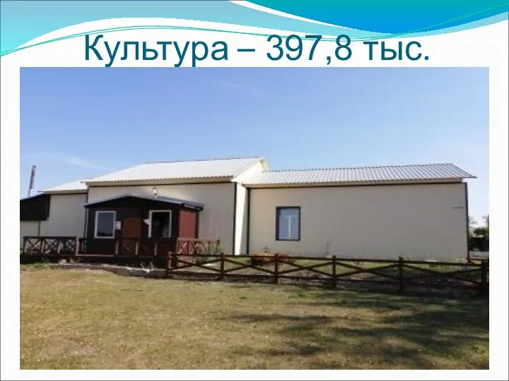 Культура – 397,8 тыс.рублей