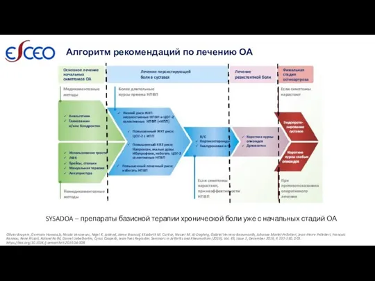 Алгоритм рекомендаций по лечению ОА SYSADOA – препараты базисной терапии хронической боли