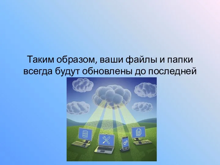 Таким образом, ваши файлы и папки всегда будут обновлены до последней версии