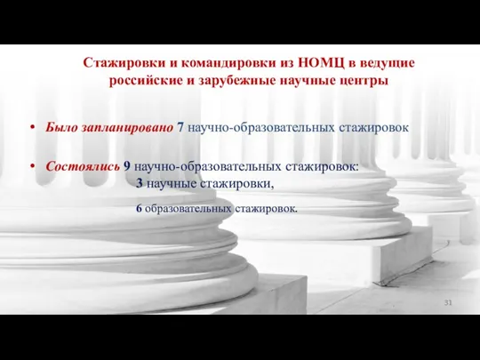 Стажировки и командировки из НОМЦ в ведущие российские и зарубежные научные центры