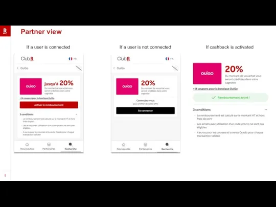 Partner view If a user is connected If a user is not