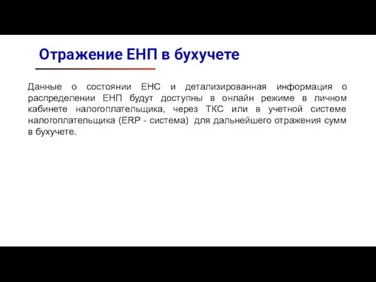 Отражение ЕНП в бухучете Данные о состоянии ЕНС и детализированная информация о