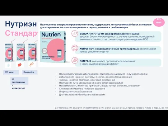 Нутриэн Стандарт 200 ккал Белок 8 г 27 витаминов и минералов При