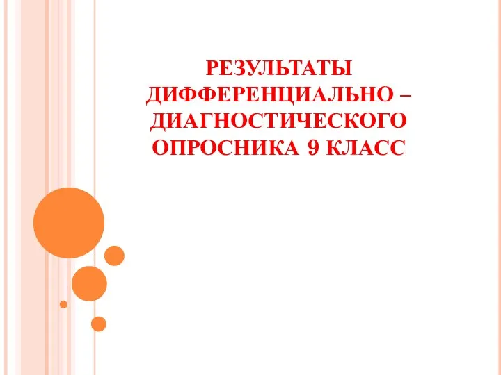 РЕЗУЛЬТАТЫ ДИФФЕРЕНЦИАЛЬНО – ДИАГНОСТИЧЕСКОГО ОПРОСНИКА 9 КЛАСС