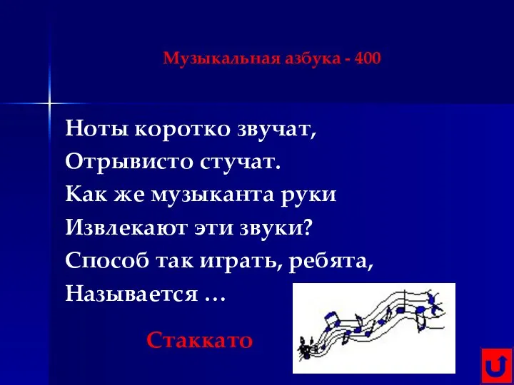 Музыкальная азбука - 400 Ноты коротко звучат, Отрывисто стучат. Как же музыканта