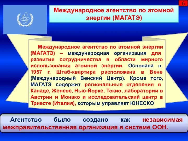 Международное агентство по атомной энергии (МАГАТЭ) – международная организация для развития сотрудничества