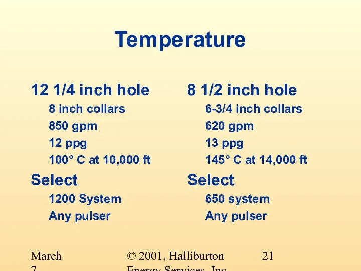 © 2001, Halliburton Energy Services, Inc. March 7, 2001 Temperature 12 1/4