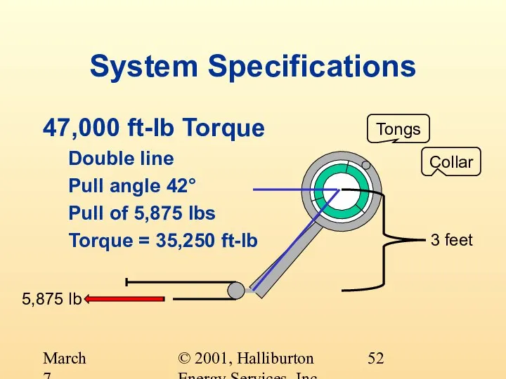 © 2001, Halliburton Energy Services, Inc. March 7, 2001 System Specifications 47,000