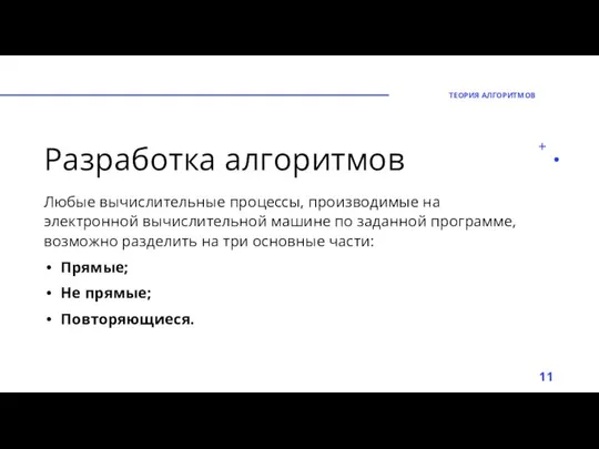 Разработка алгоритмов Любые вычислительные процессы, производимые на электронной вычислительной машине по заданной