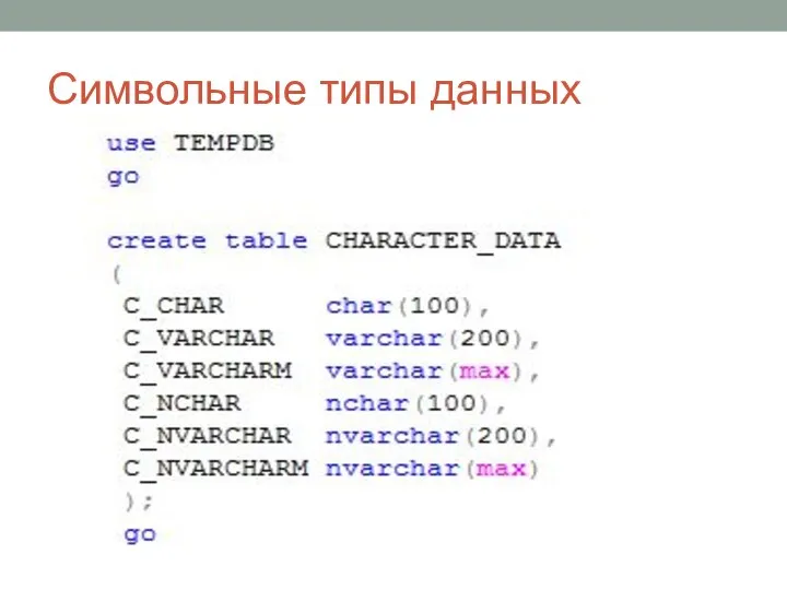 Символьные типы данных