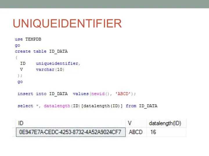 UNIQUEIDENTIFIER