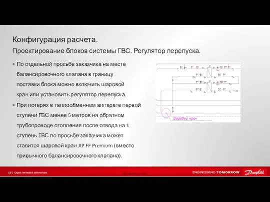 Конфигурация расчета. По отдельной просьбе заказчика на месте балансировочного клапана в границу