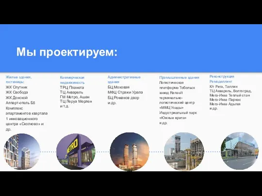 Мы проектируем: Жилые здания, гостиницы: ЖК Спутник ЖК Свобода ЖК Донской Аппарт-отель