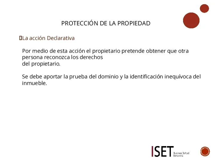 PROTECCIÓN DE LA PROPIEDAD La acción Declarativa Por medio de esta acción