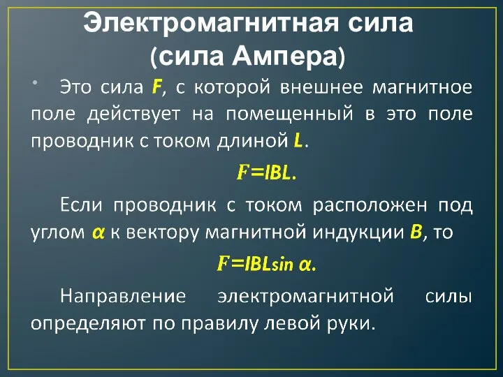 Электромагнитная сила (сила Ампера)