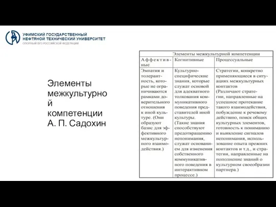 Элементы межкультурной компетенции А. П. Садохин