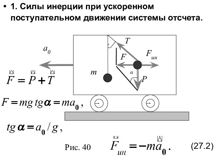 1. Силы инерции при ускоренном поступательном движении системы отсчета. (27.2)