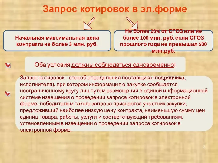 Запрос котировок в эл.форме Начальная максимальная цена контракта не более 3 млн.