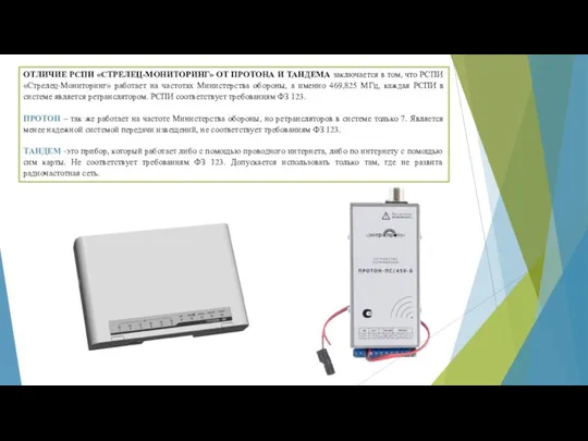ОТЛИЧИЕ РСПИ «СТРЕЛЕЦ-МОНИТОРИНГ» ОТ ПРОТОНА И ТАНДЕМА заключается в том, что РСПИ