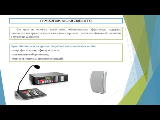 ГРОМКОГОВОРЯЩАЯ СВЯЗЬ (ГГС) Это один из основных видов связи, обеспечивающих эффективную поддержку
