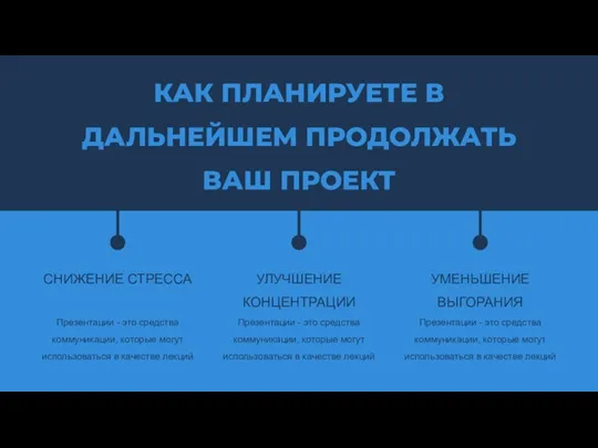 КАК ПЛАНИРУЕТЕ В ДАЛЬНЕЙШЕМ ПРОДОЛЖАТЬ ВАШ ПРОЕКТ