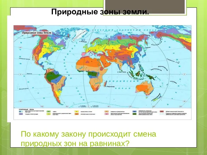 По какому закону происходит смена природных зон на равнинах? Природные зоны земли.