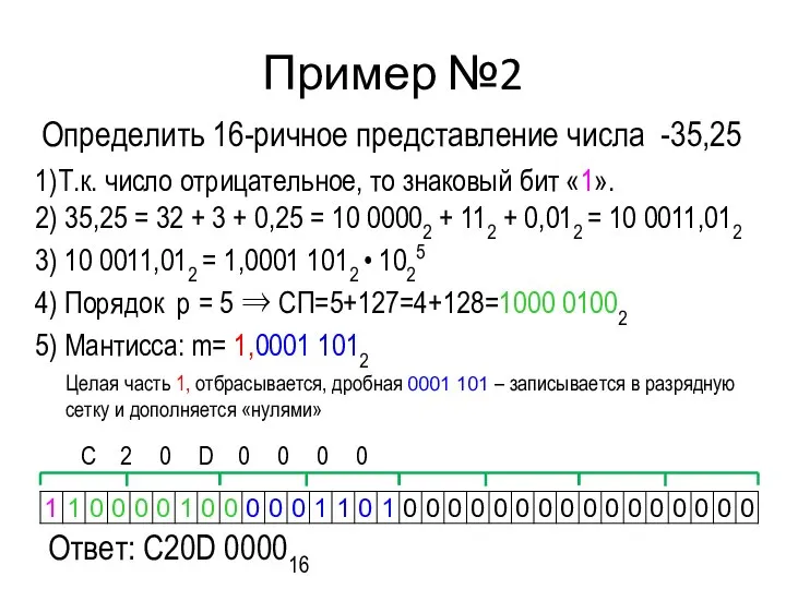 Пример №2 С 2 0 D 0 0 0 0 1)Т.к. число