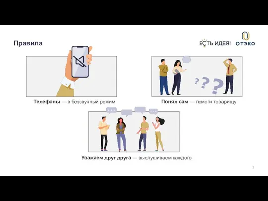 Правила Понял сам — помоги товарищу Уважаем друг друга — выслушиваем каждого