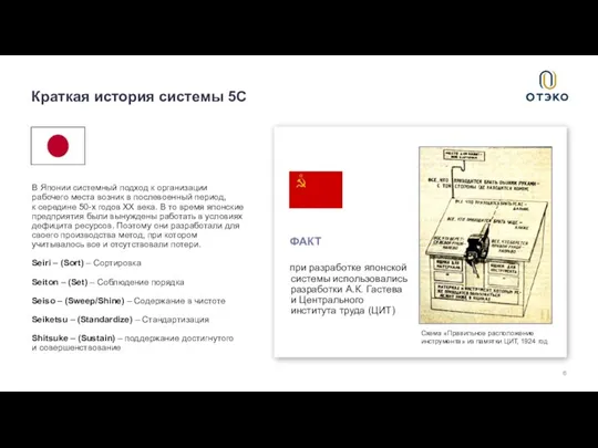 В Японии системный подход к организации рабочего места возник в послевоенный период,