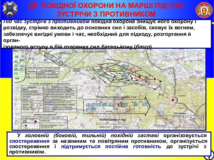 ДІЇ ПОХІДНОЇ ОХОРОНИ НА МАРШІ ПІД ЧАС ЗУСТРІЧИ З ПРОТИВНИКОМ 11 У