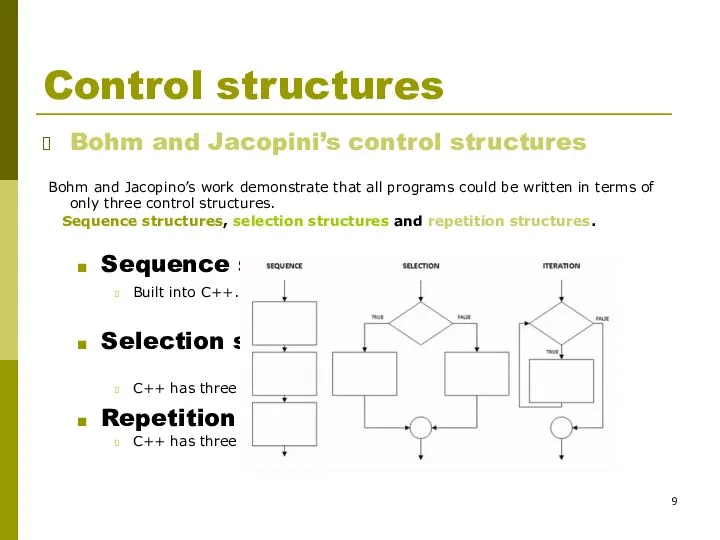Control structures Bohm and Jacopini’s control structures Bohm and Jacopino’s work demonstrate