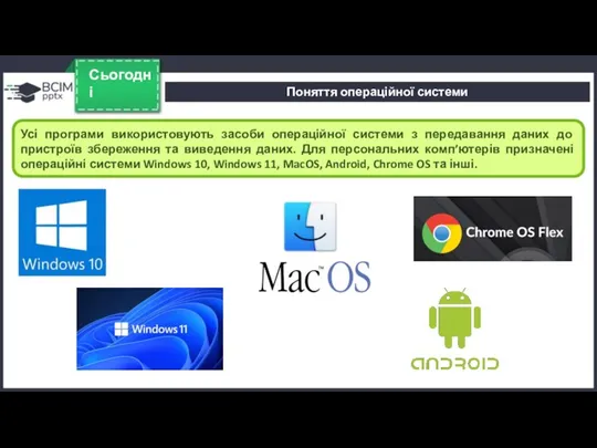 Сьогодні Усі програми використовують засоби операційної системи з передавання даних до пристроїв