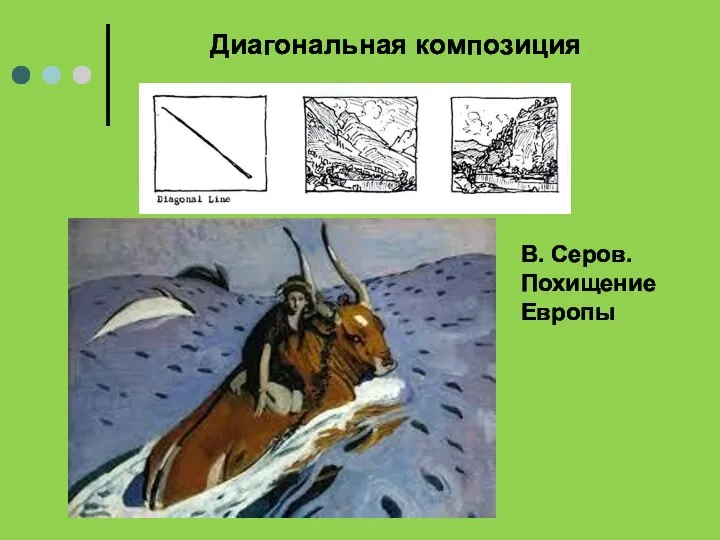 Диагональная композиция В. Серов. Похищение Европы