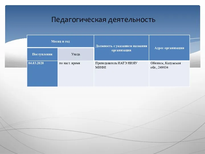 Педагогическая деятельность