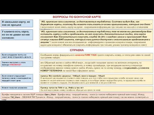 ВОПРОСЫ ПО БОНУСНОЙ КАРТЕ Я заказывал карту, но она не пришла: "ИО,