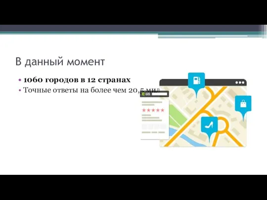 В данный момент 1060 городов в 12 странах Точные ответы на более