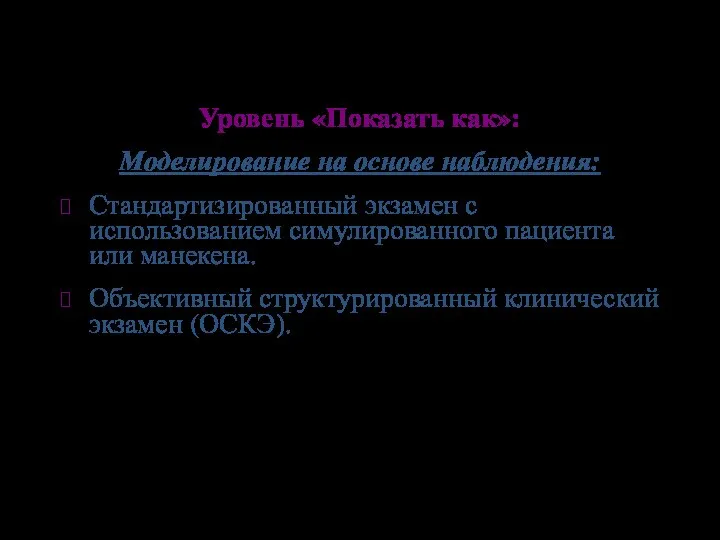 Уровень «Показать как»: Моделирование на основе наблюдения: Стандартизированный экзамен с использованием симулированного