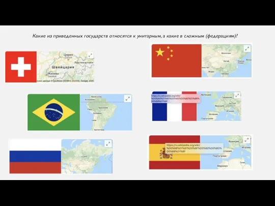 Какие из приведенных государств относятся к унитарным, а какие в сложным (федерациям)?