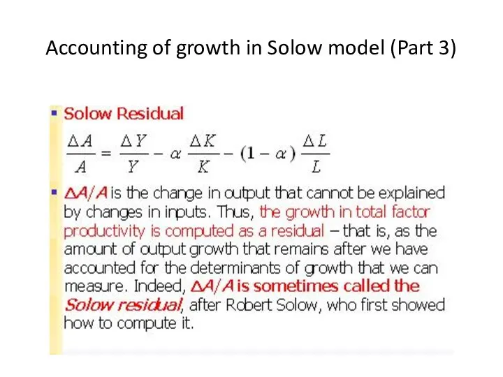 Accounting of growth in Solow model (Part 3)