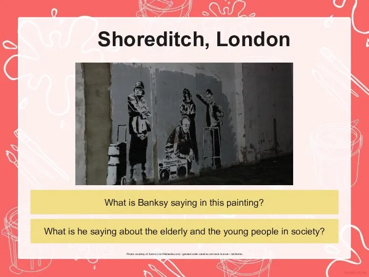 Shoreditch, London What is Banksy saying in this painting? What is he